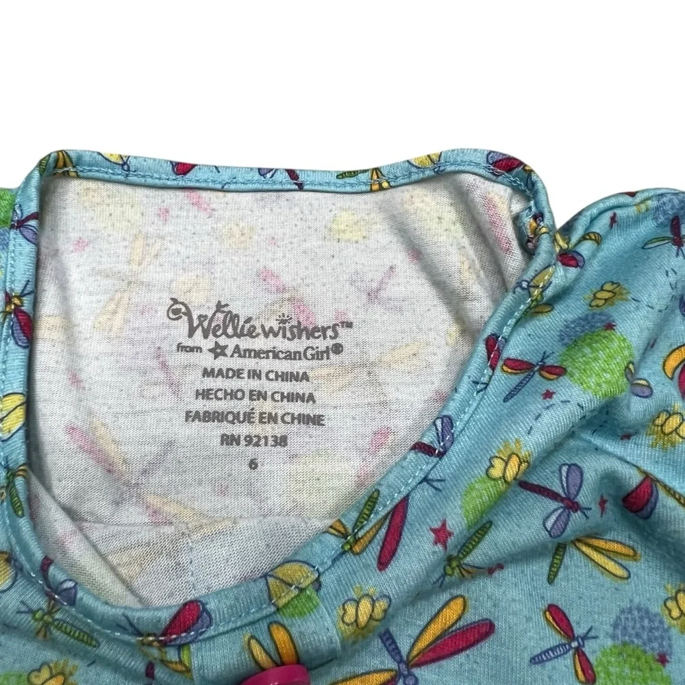 American Girl Wellie Wishers 6Y Fantastic Firefly Dragonfly Nightgown Pajamas